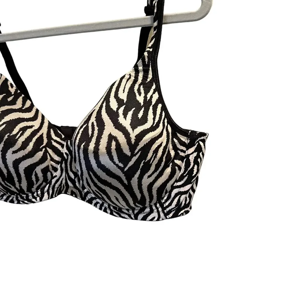 Playtex Side Smoothing Underwire Bra Adjustable Strap Zebra Print Size 38DD